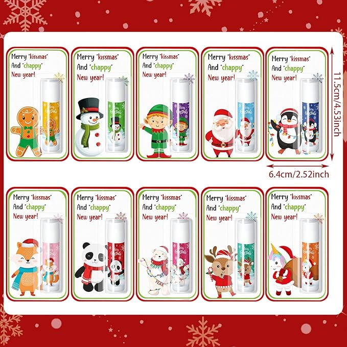 120 Pack Christmas Lip Balms Bulk Christmas Party Gifts Favors Stocking Stuffers Holiday Lip Balms Employee Staff Team Appreciation Gifts Thank You for Teacher Coworkers (Cute)