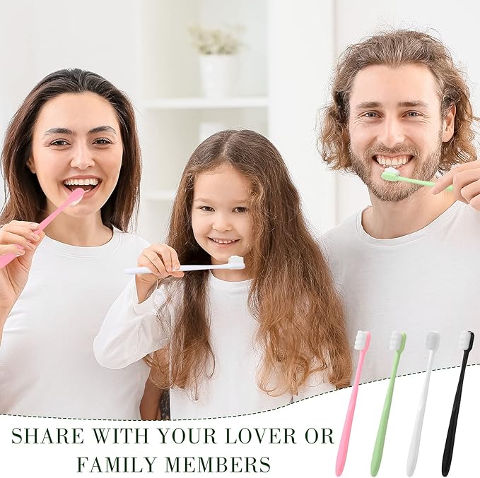 Pinkunn 36 Pcs Soft Bristle Toothbrush Micro Nano Manual Toothbrush with 20, 000 Bristles for Sensitive Gums Adult Family, 4 Colors(White Bristles)
