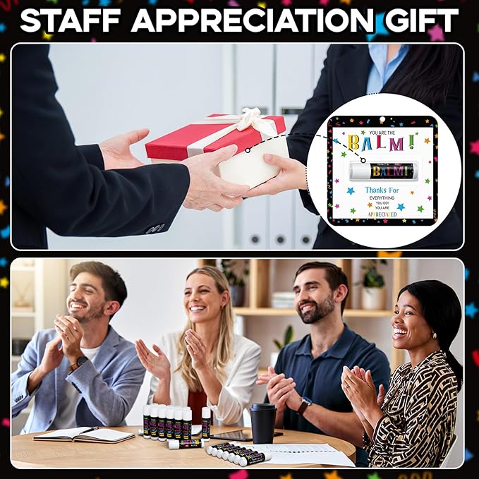 120 Pack Christmas Employee Appreciation Gift Bulk Lip Balm Teacher Staff Team Xmas Thank You Gift You're the Balm Thanksgiving Party Favors Christmas Stocking Stuffers for Women Men Volunteer