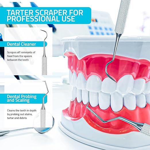 Utopia Care Dental Tools Professional Plaque Remover Teeth Cleaning Tool, Dental Pick Stainless Steel, 6.5 Inch Double Sided Tartar Scraper Hard Plaque Remover Metal Tooth Picks Dentist, Oral Care
