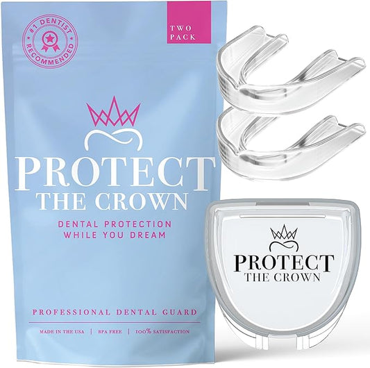 Protect The Crown Night Guard 2 Pack - Mouthguard for Teeth Grinding & Clenching, Professional Mouth Guard for Light and Heavy Grinding (Clear)
