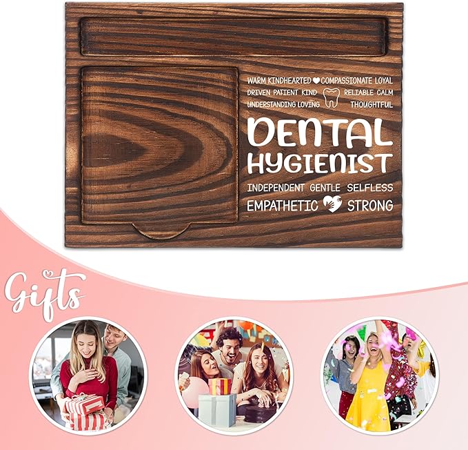 Dental Hygienist Appreciation Gifts, Thank You Gift for Dental Hygienist, Dentistry Office Coworkers Staff Appreciation Gifts, Sticky Note Holder Wooden Notepad & Pen Holder 6.5" x 4.7" - FTA263