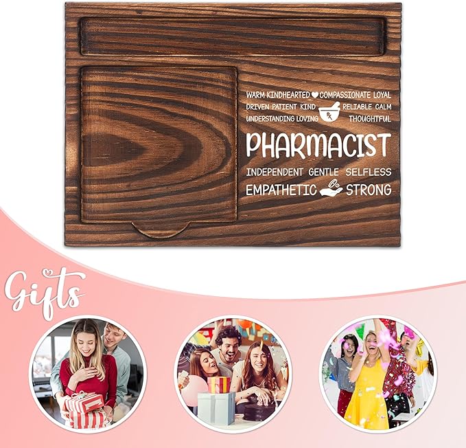Pharmacist Appreciation Gifts, Thank You Gift for Pharmacist, Pharmacy Office Coworkers Staff Appreciation Gifts, Sticky Note Holder Wooden Notepad & Pen Holder 6.5" x 4.7" - FTA267
