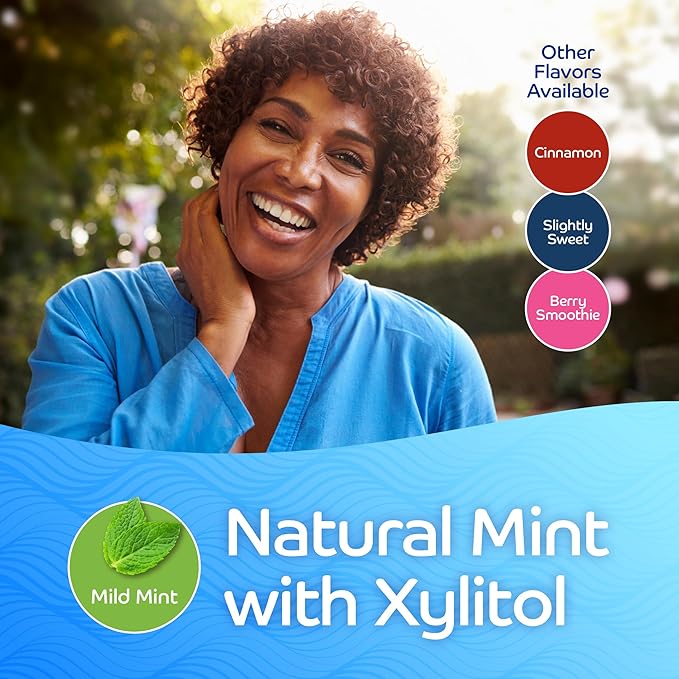 Oracoat XyliMelts for Dry Mouth Night Time or Day - Moisturizing Dry Mouth Adhering Discs, Sugar Free with Xylitol, 40 Count, Mild Mint Flavor, 8-Hour Relief