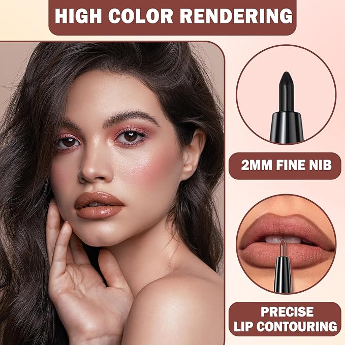 3 in 1 Lip Liner and Lipstick Combo Lip Gloss Kit for Women Moisturizing Velvet Lip Kit Long-lasting Smudge Proof Daily Professional Lip Makeup (01# Sole Memory)