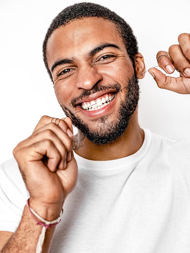 Terra & Co., Brilliant Black Dental Floss (3 Pack) | Organic Teeth Whitening Products | All Natural, with Activated Bamboo Charcoal | Vegan & Cruelty Free | Luxury Dental Care