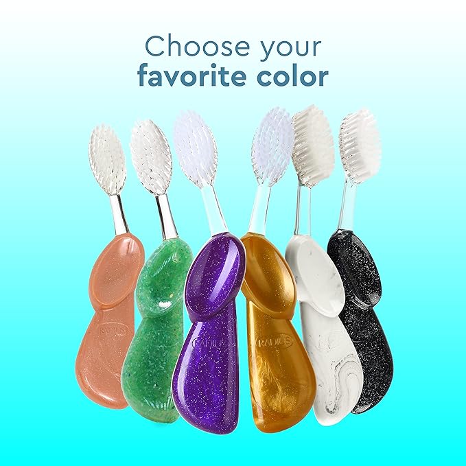 RADIUS Toothbrush, Original Big Brush with Replaceable Head, Right Handed, Midnight Sky/Marble/Soda Pop, BPA Free & ADA Accepted, Pack of 3