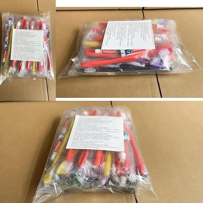 30pcs Disposable Toothbrushes with Toothpaste,Single Use Toothbrush with Toothpaste Individually Wrapped Disposable Travel Toothbrushes Kit Bulk for Homeless,Hotel,Guests(5 Colors)