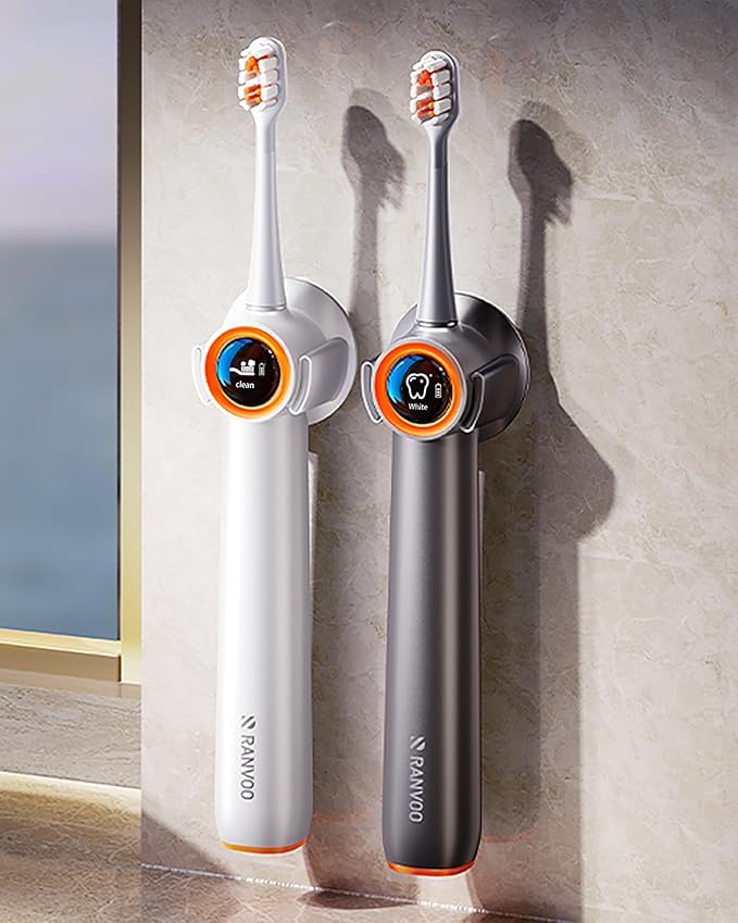 RANVOO AirJet PH3 [Vibrating & Flossing 2-in-1] Bubble Sonic Electric Toothbrush, Plaque Removal, White for Adult Protect Gum Orthodontic Teeth Clean Rechargeable Gift with 2 Soft Brush Heads White