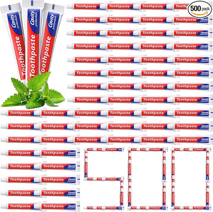 Mini Toothpaste Bulk Travel Size 0.35oz for Bad Breath, Helps Freshens Breath, Whitens Teeth Regular Disposable Mint Toothpaste for Home Hotel Office Camping