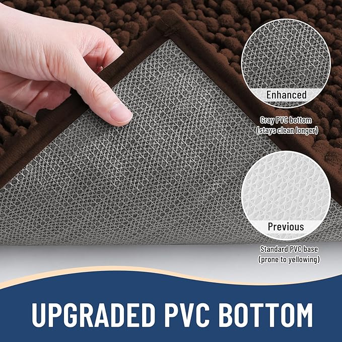 Arotive Luxury Chenille Bathroom Rug Mat, Extra Soft Thick Absorbent Shaggy Bath Rugs, Non-Slip Machine Wash Dry, Plush Bath Mats for Bathroom, Shower and Tub, 45x27, Brown