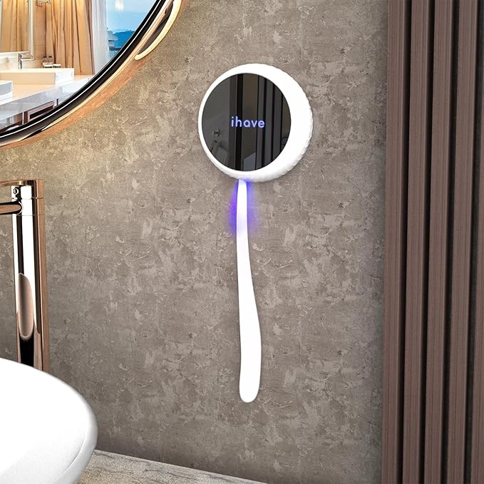 iHave Toothbrush Sanitizer – Wall-Mounted UV Toothbrush Holders for Bathrooms, Stylish Bathroom Accessories and Bathroom Decor for Home & RV, Travel Essentials, Cool Gadgets (White)