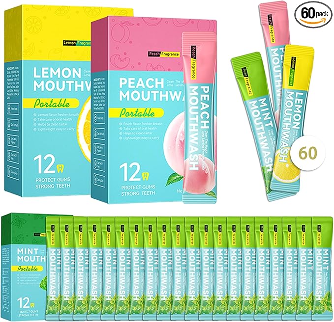 60PCS Travel Size Mouthwash,Portable Mini Mouthwash,Long-Lasting Freshness Travel Mouth Wash for Oral Care A1