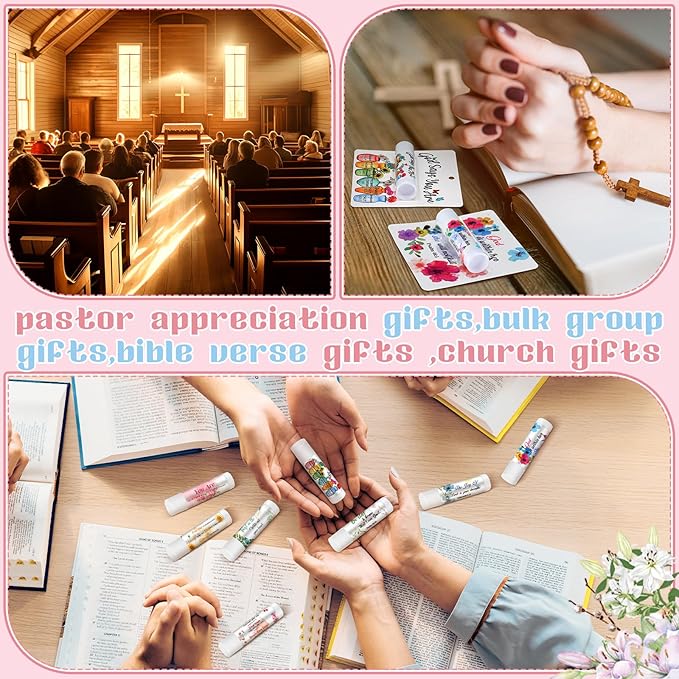 30 Pack Christian Religious Gifts Bulk Bible Verse Lip Balms 5 Flavor for Women Men Christian Religious Church Party Favors with Scripture Inspirational Gifts for Coworkers Staff