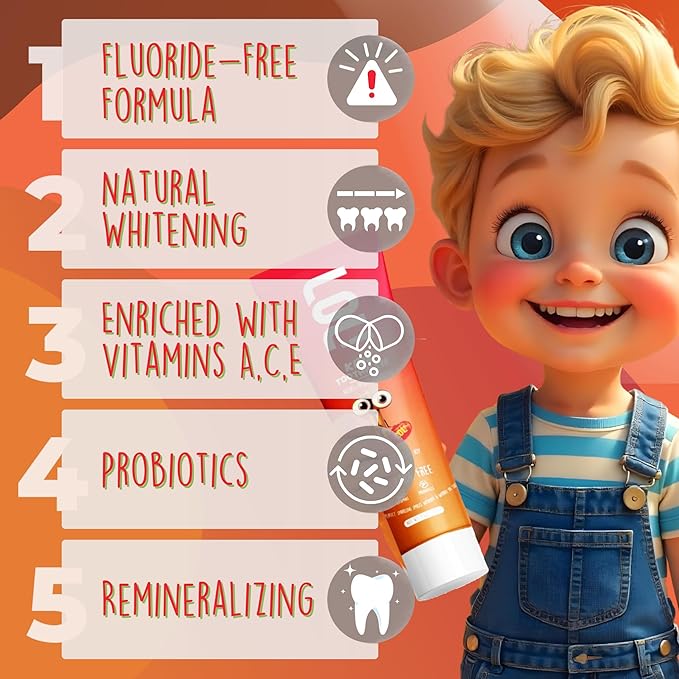LOL Kids Toothpaste 3-Flavors Pack | Nano Hydroxyapatite Toothpaste, Probiotics, Vitamins A, C, E | Safe if Swallowed, No SLS | 1 Peppermint, 1 Cinnamon, & 1 Melon Flavor