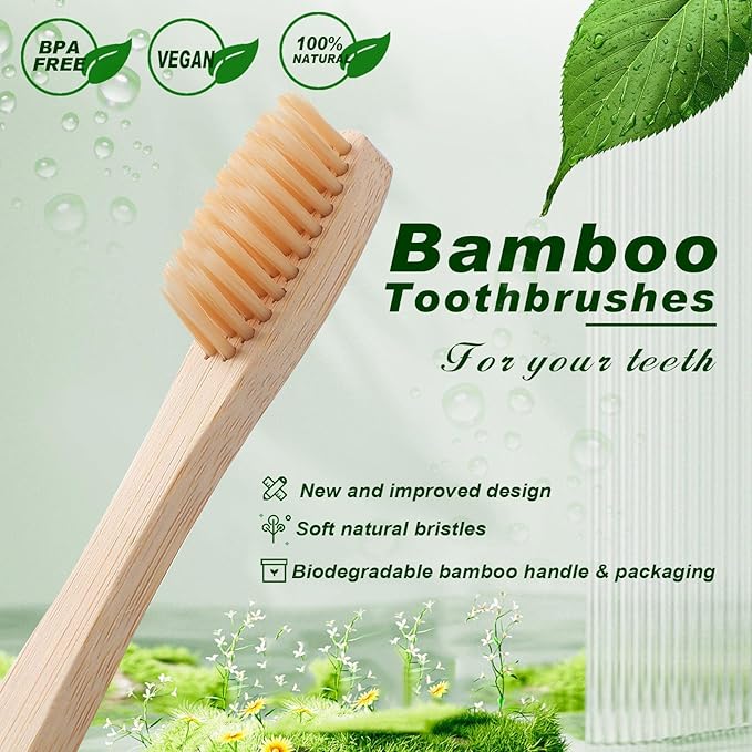 Sieral 120 Pcs Bamboo Toothbrushes Bulk, Soft Bristle Toothbrush for Adults, Natural Wooden Toothbrushes, Vegan Organic Bamboo Travel Tooth Brush, Individually Wrapped, 7 Inch 12 Color