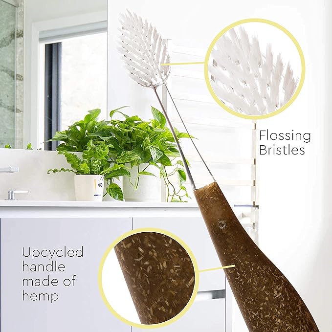 RADIUS Toothbrush Source Floss Brush BPA Free & ADA Accepted Improve Gum Health & Reduce Gum Issues - Medium - Cornstarch/Wood/Money - Pack of 3