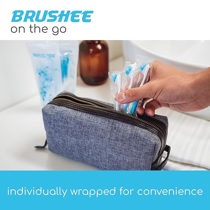 Brushee - The Evolution of Oral Care | 4-in-1 Tool (Paste + Brush + Floss + Pick) | Individually Wrapped | Disposable | Prepasted Travel Toothbrushes | Small Adult Toothbrush - (120-Pack)