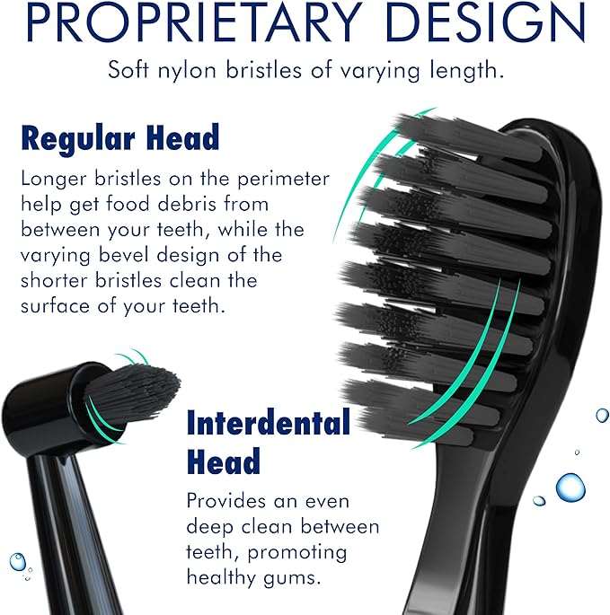 Sonic-FX Solo Electric Toothbrush - 3 Brushing Modes - with Intelligent Auto-Timer, Includes 2 Tooth Brush Heads, and 1 Interdental Head, Rechargeable, Electronic Charging/Storage Base (Black)
