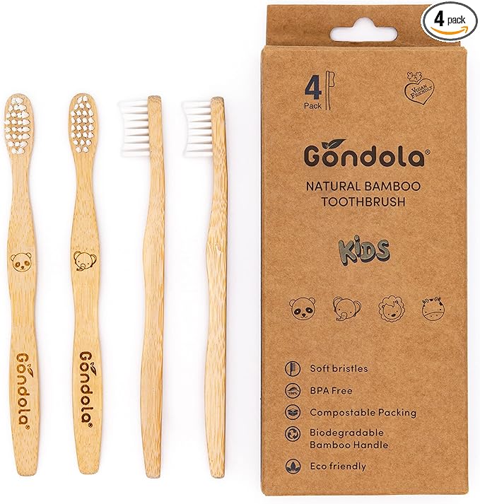 Gondola Bamboo Toothbrush (Kids - 4 Count (Pack of 1))