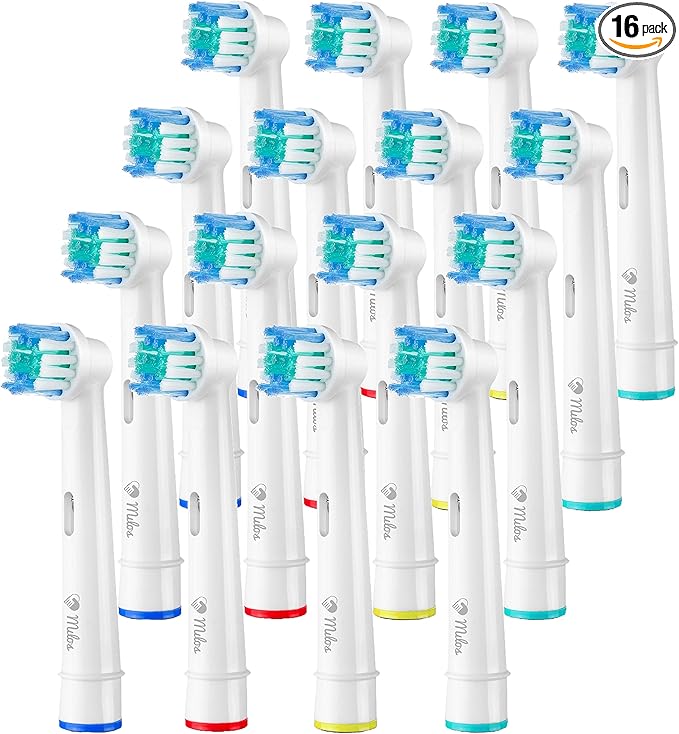 Replacement Toothbrush Heads Compatible with Oral B Braun - 16 Pack Milos Professional Electric Toothbrush Heads Deep Clean Brush Heads Compatible with Oral-B 7000/Pro 1000/9600/ 5000/3000/8000