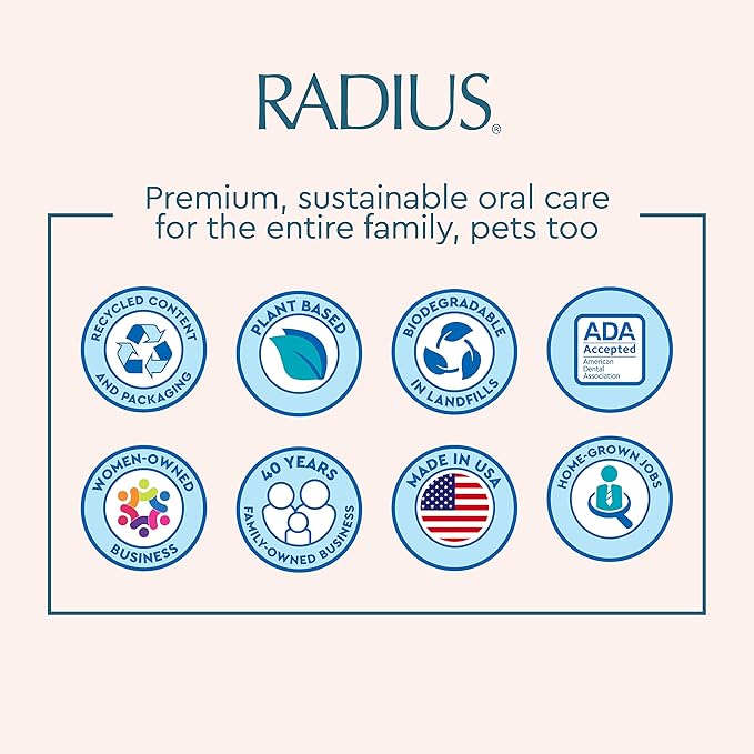 RADIUS Toothbrush Big Brush with Replaceable Head, Left Hand, Soft in Gold, BPA Free and ADA Accepted, Designed to Improve Gum Health and Reduce The Risk of Gum Disease