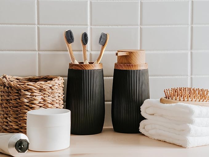 Eco-Friendly Bamboo Toothbrush Set of 4 - Medium Bristle Toothbrush with Ergonomic Handles & Charcoal Bristles – Low Waste & Biodegradable Personal Care Essentials