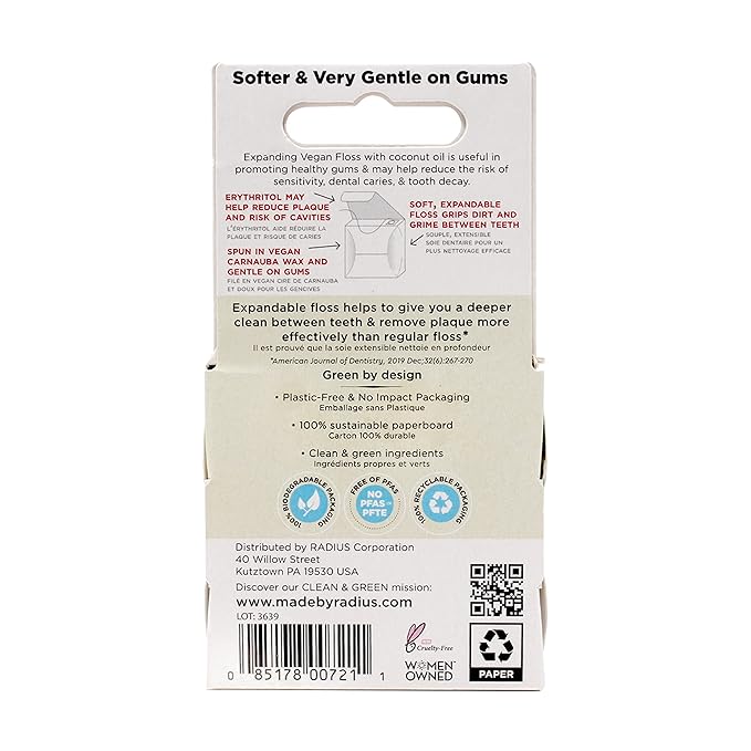 Radius Clove Cardamom Dental Floss 55 Yards Vegan & Non-Toxic Oral Care Boost & Designed to Help Fight Plaque Clear - Pack of 4