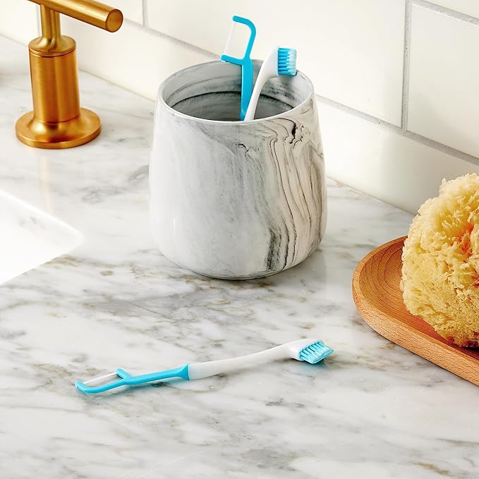 Brushee - The Evolution of Oral Care | 4-in-1 Tool (Paste + Brush + Floss + Pick) | Individually Wrapped | Disposable | Prepasted Travel Toothbrushes | Small Adult Toothbrush - (48-Pack)