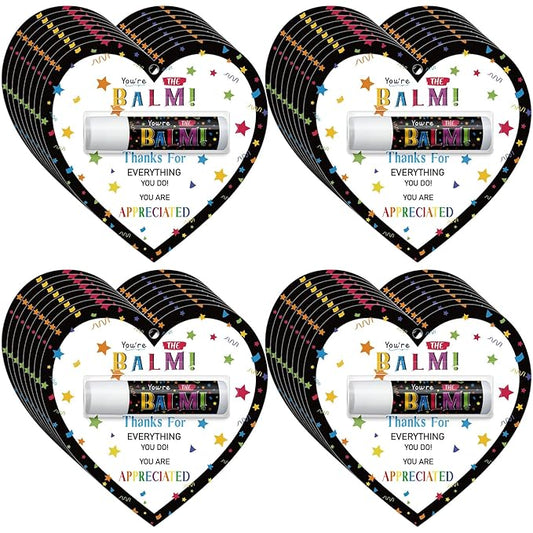 30 Pack Christmas Employee Appreciation Gifts Bulk Lip Balms Teacher Staff Team Thank You Gifts You're the Balm Thanksgiving Christmas Appreciation Party Favors for Coworkers Women Men(Heart)
