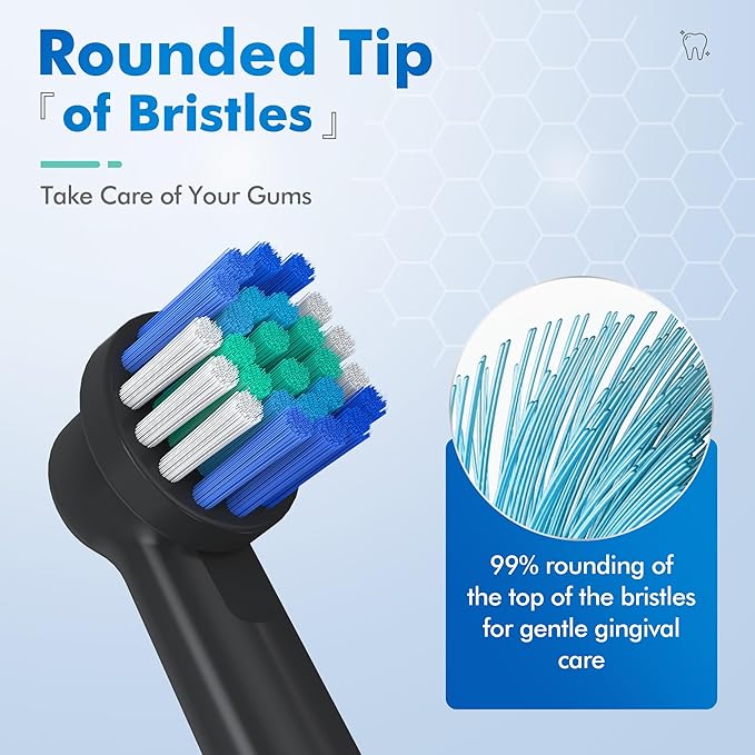 Replacement Toothbrush Heads Compatible with Oral B, Pack of 8 Professional Electric Toothbrush Heads for Oral-b 7000, Clean, Oral B Pro 1000, 9600, 500, 3000, 8000 (Black)