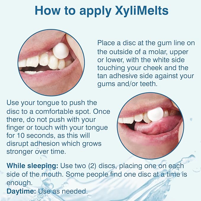 Oracoat XyliMelts for Dry Mouth Night Time or Day - Moisturizing Dry Mouth Adhering Discs, Sugar Free with Xylitol, 100 Count, Mild Mint Flavor, 8-Hour Relief
