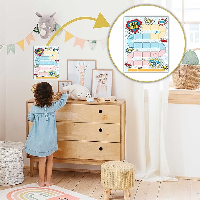 10 Superhero Reward Chart with 216 Round Stickers, Incentive Behavior Chart for Kids at Home Classroom, Kids Routine Daily Chore Sticker Chart-A12