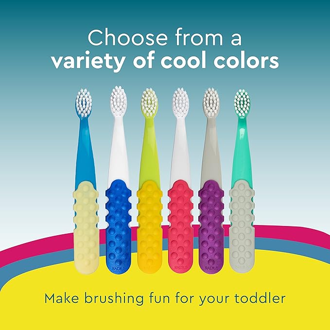 RADIUS Totz Plus Brush Kids Toothbrush Silky Soft BPA Free ADA Accepted Designed for Delicate Teeth & Gums for Children 3 Years & Up - PurpleGrey - Pack of 1