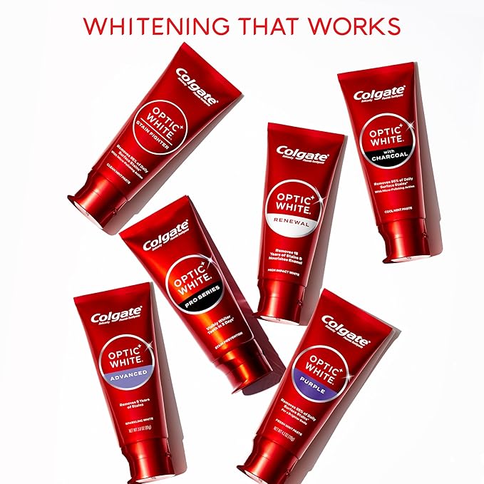 Colgate Optic White Advanced Hydrogen Peroxide Toothpaste Pack, Teeth Whitening Toothpaste, Enamel-Safe Hydrogen Peroxide Formula, Helps Remove Tea, Coffee, and Wine Stains, ICY Fresh, 2 Pack, 4.5 oz