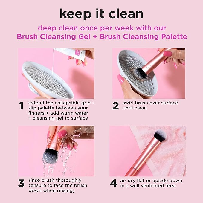 Real Techniques Cherry On Top It’s All Blush Brush, Dual-Ended & Multipurpose Makeup Brush for, Powder, Liquid & Cream Blush, Synthetic Bristles, Vegan & Cruelty-Free Face Brush, 1 Count