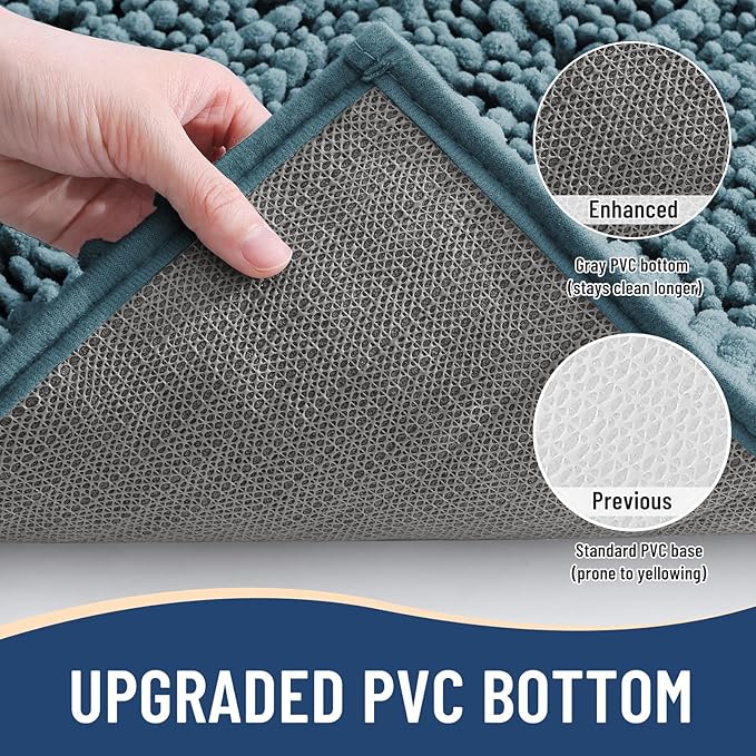 Arotive Luxury Chenille Bathroom Rug Mat, Extra Soft Thick Absorbent Shaggy Bath Rugs, Non-Slip Machine Wash Dry, Plush Bath Mats for Bathroom, Shower and Tub, 34x21, Smoky Gray