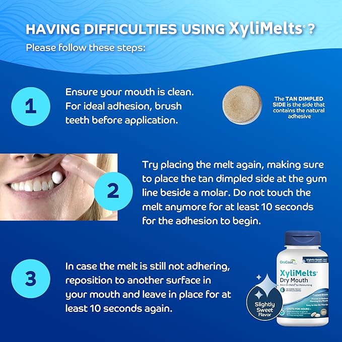 Oracoat XyliMelts for Dry Mouth Night Time or Day - Moisturizing Dry Mouth Adhering Discs, Sugar Free with Xylitol, 395 Count, Slightly Sweet Flavor, 8-Hour Relief