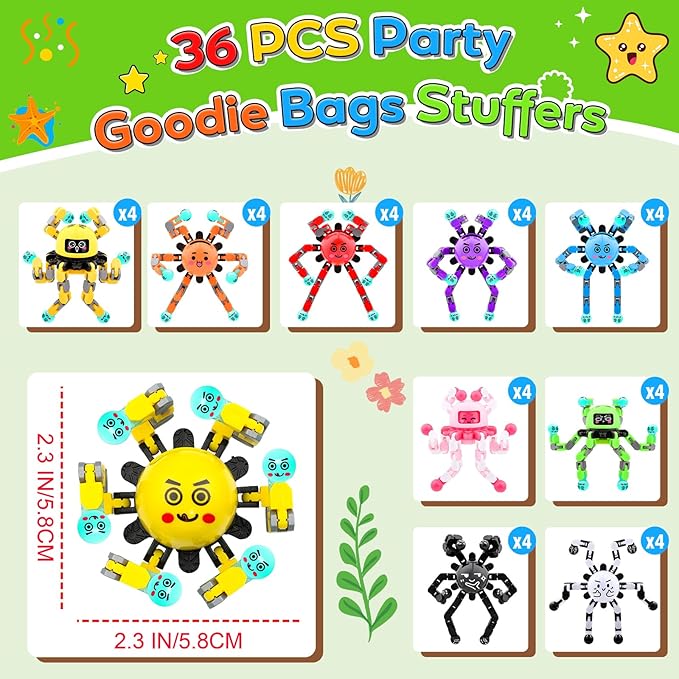 36 PCS Christmas Stocking Stuffers Fidget Spinner Toys for Kids & Adults,Party Favors Supplies Goodie Bags Birthday Gifts,Classroom Small Prizes Bulk Boys Girl Travel Sensory Toy for 3-5-8-12