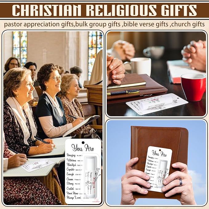 100 Pack Christian Religious Gifts Bulk Bible Verse Lip Balms 5 Flavor for Women Men Christian Religious Church Party Favors with Scripture Inspirational Gifts for Coworkers Staff (Classic)