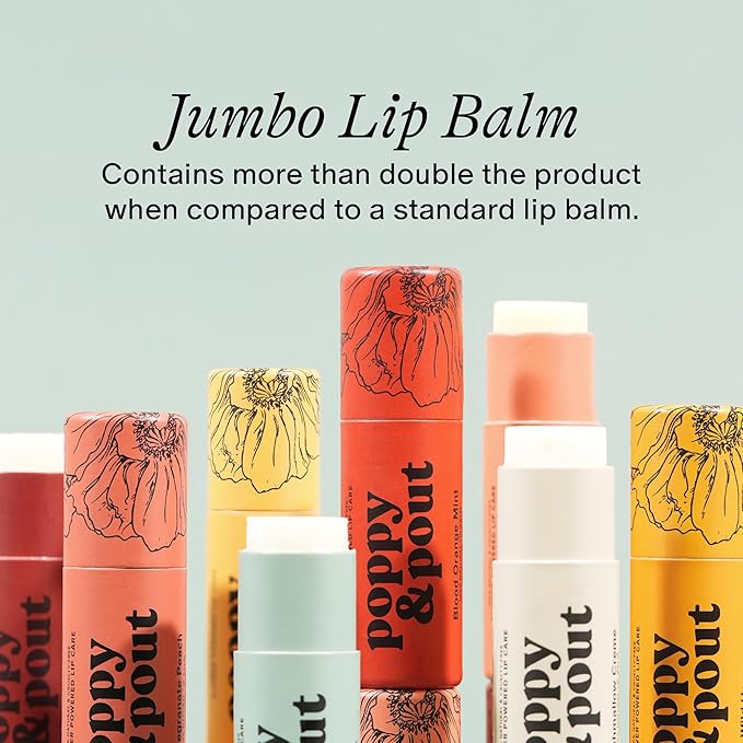 Poppy & Pout Lip Care Set | Lip Balm & Scrub | Sustainable Cardboard Tubes & Glass Jars, All Natural, Beeswax, Coconut Oil, Cruelty Free, Exfoliating & Moisturizing Lip Treatment (Sweet Mint)
