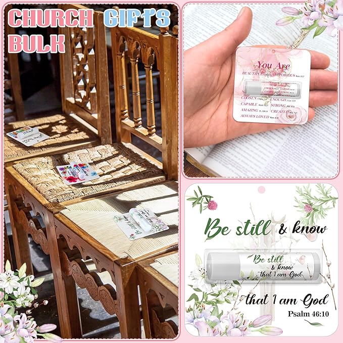 30 Pack Christian Religious Gifts Bulk Bible Verse Lip Balms 5 Flavor for Women Men Christian Religious Church Party Favors with Scripture Inspirational Gifts for Coworkers Staff