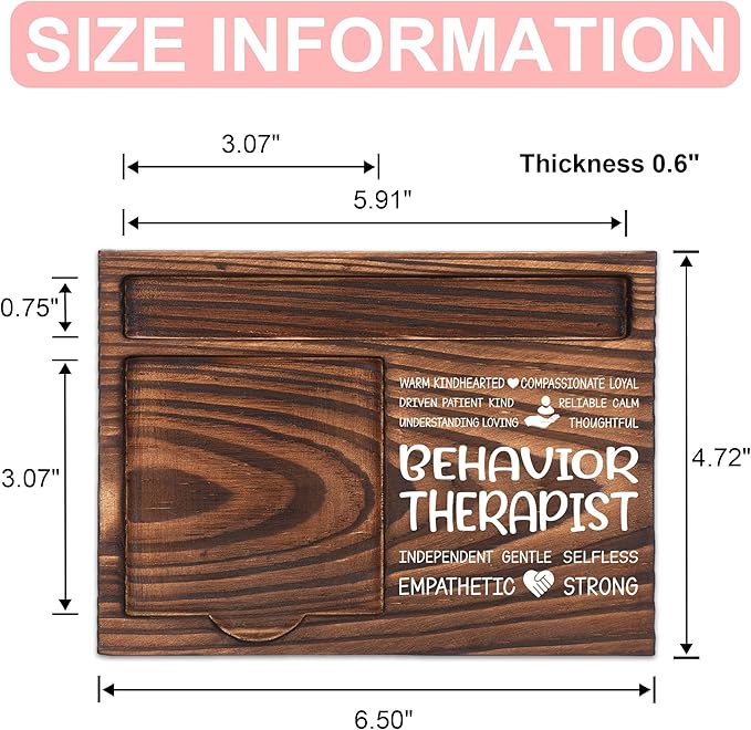 Behavioral Therapist Appreciation Gifts, Behavior Analyst Office Gifts, Thank You Gift for School Psychologist Counselor, Sticky Note Holder Wooden Notepad & Pen Holder 6.5" x 4.7" - FTA260