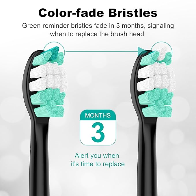 Replacement Toothbrush Heads Compatible with Philips Sonicare and More Click-on Handles 10 Pack Black
