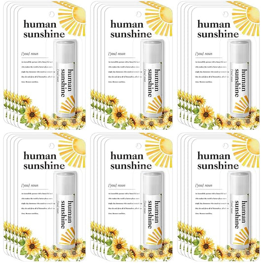 30 Pack Christmas Employee Appreciation Gift Lip Balms Bulk Staff Teacher Team Volunteer Thank You Gift Thanksgiving Christmas Appreciation Party Favor for Women Men(Human Sunshine,Yellow)