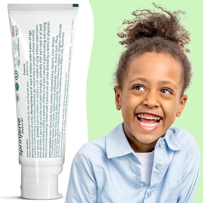 SprinJene Natural Children’s Toothpaste – Watermelon Fluoride Toothpaste for Kids & Toddlers – Cavity Protection – Safe Natural Formula with Patented Black Seed Oil & Zinc – Made in The USA (2 Pack)