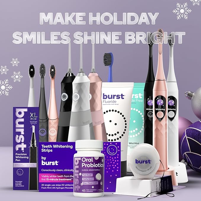 Burst Nova Toothbrush (Green) | Sonic Powered Teeth Whitening | Super-Soft Bristles | 18000 VPM | 2 Minute Timer | Aluminum Handle | Replaceable Brush Head | Compact Size | with AAA Battery