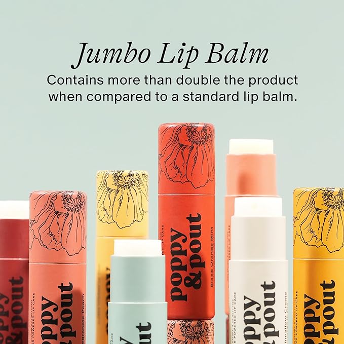 Poppy & Pout Lip Care Set | Lip Balm & Scrub | Sustainable Cardboard Tubes & Glass Jars, All Natural, Beeswax, Coconut Oil, Cruelty Free, Exfoliating & Moisturizing Lip Treatment (Pink Grapefruit)