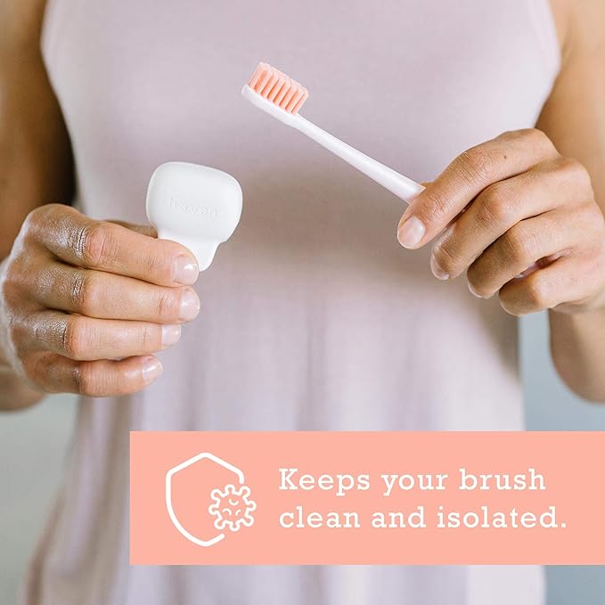 Haven Toothbrush Cover - Fits Electronic and Manual Toothbrushes - Toothbrush Case Holder for Travel - Set of Two Tooth Brush Cap Protectors (White and Coral)
