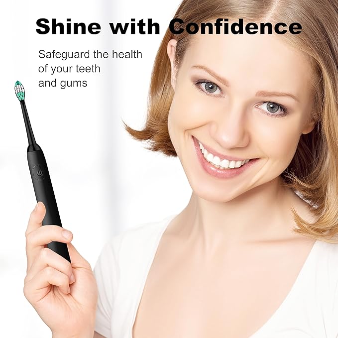 Replacement Toothbrush Heads Compatible with Philips Sonicare and More Click-on Handles 10 Pack Black